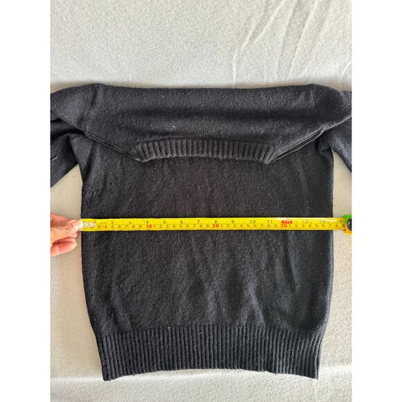 J Crew Black Wool Crewneck Sweater Rhinestone front both side size xxs - Picture 9 of 11